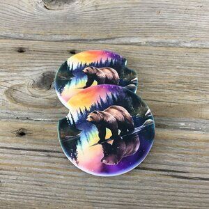 Grizzly Bear Northern Lights Car Coasters